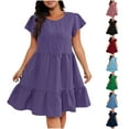 thumbnail image 1 of Gspmoly Robes Grande Taille pour Femmes aux Formes, Mode Robe d'Été pour Femmes Unie à Bretelles, Manches Courtes, Col Rond, Robes d'Été pour Femmes jusqu'à 70 % de Rabais, 1 of 4
