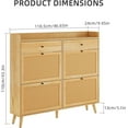 thumbnail image 3 of Historyli Large Rattan Shoe Cabinet Storage,Shoe Cabinet Freestanding Organizer with Wood Legs and 4 Flip Drawers & 2 Drawers for Entryway Hallway,Wood color, 3 of 7