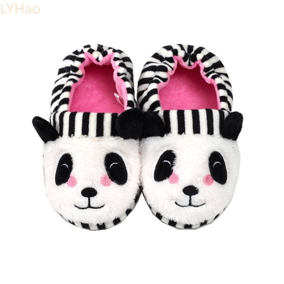LYHaoo Girls Slippers Soft Indoor Shoes With Sole Cute Panda Design Warm Cozy Comfort For Toddler Kids Sizes 11.5 Little Kid 6-7 Years