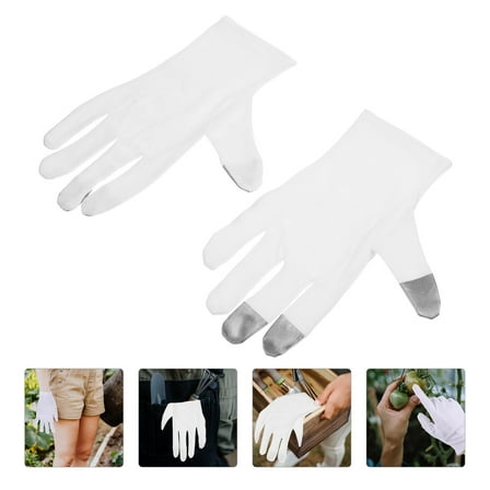 Worgeous Mens Safety Work Gloves White Cotton Gloves for Gardening and Outdoor Jobs