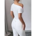 thumbnail image 6 of Women Off Shoulder Tops Shirts Y2K Going Out Crop Tank Top Cream White L, 6 of 9