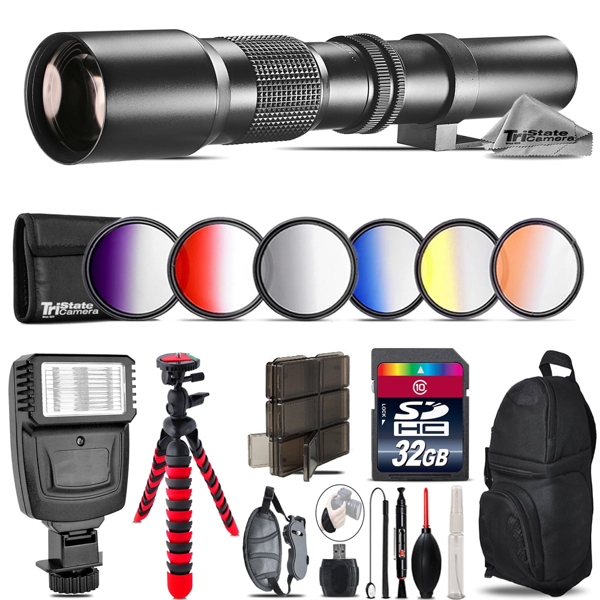 500mm Telephoto Lens for Nikon D5600 D7500 + Flash + 72