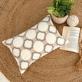 thumbnail image 2 of The HomeCentric Luxury Lumbar Pillow Cover Ivory Pack of 2, 12"x14" (30x35 cm) Cotton Linen Embroidery, Handmade, Pearl Oblong Pillow Cover, Geometric Contemporary Style - Penina, 2 of 10