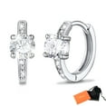 thumbnail image 1 of Pendientes de aro de plata de ley con piedras natales Silvora para mujer. Diamantes creados. Delicada joya de regalo para cumpleaños o Navidad, 1 of 8