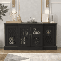 STYLIVIA Raccon Wide Accent Sideboard, Black