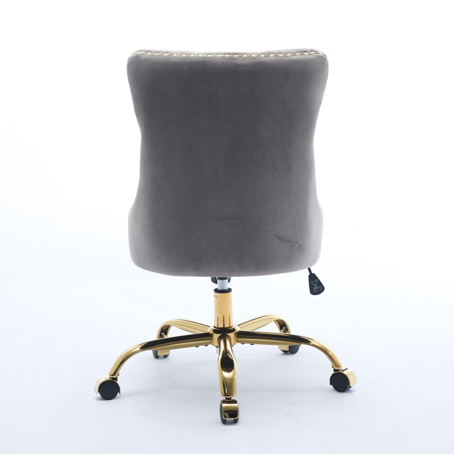 Modern Velvet Upholstered Ergonomic Office Chair with Tufted Button Design & Shiny Gold Base – Perfect for Home Office & Gaming Room Comfort (Gray)