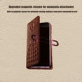 thumbnail image 5 of Top-grain cowhide leather case for iPhone with card slots and kickstand, crocodile-back pattern business-grade protective case, 5 of 7