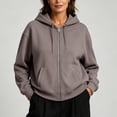 thumbnail image 2 of yillto Womens Coat Hooded Casual Sweatshirt Lightweight Zip up Fall Loose Drawstring Jackets with Pockets, 2 of 7