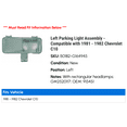 thumbnail image 2 of Left Parking Light Assembly - Compatible with 1981 - 1982 Chevy C10, 2 of 2