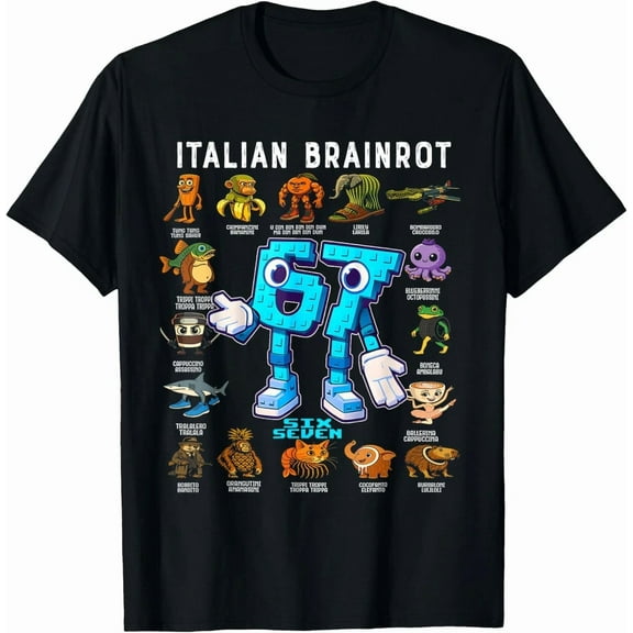 Italian Brainrot 67 Meme Funny Birthday Design Humor Graphic Unisex T-Shirt, up to Size 5XL