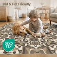 thumbnail image 4 of ODIKA 8'x10' Washable Area Rug Vintage Mosaic Motif Brindle Patchwork Bold Cow Spotted Print Playful Expressive for Dining Room, Large Office, Lounge, Non-Slip Chair-Friendly Mat, 4 of 7
