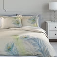 thumbnail image 4 of Peacock Cotton 3-Piece Duvet Cover Set by Blue Nile Mills, California King, Blue-Green, 4 of 5