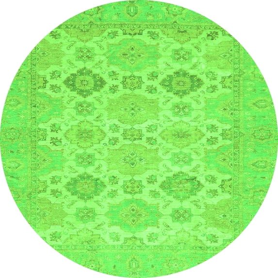 Ahgly Company Indoor Round Abstract Green Modern Area Rugs, 4' Round