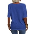 thumbnail image 2 of LEEYNEER Women Fashion V-Neck Half Sleeves Oversized T Shirt Solid Color Casual Loose Basic Tops S-2XL, 2 of 3