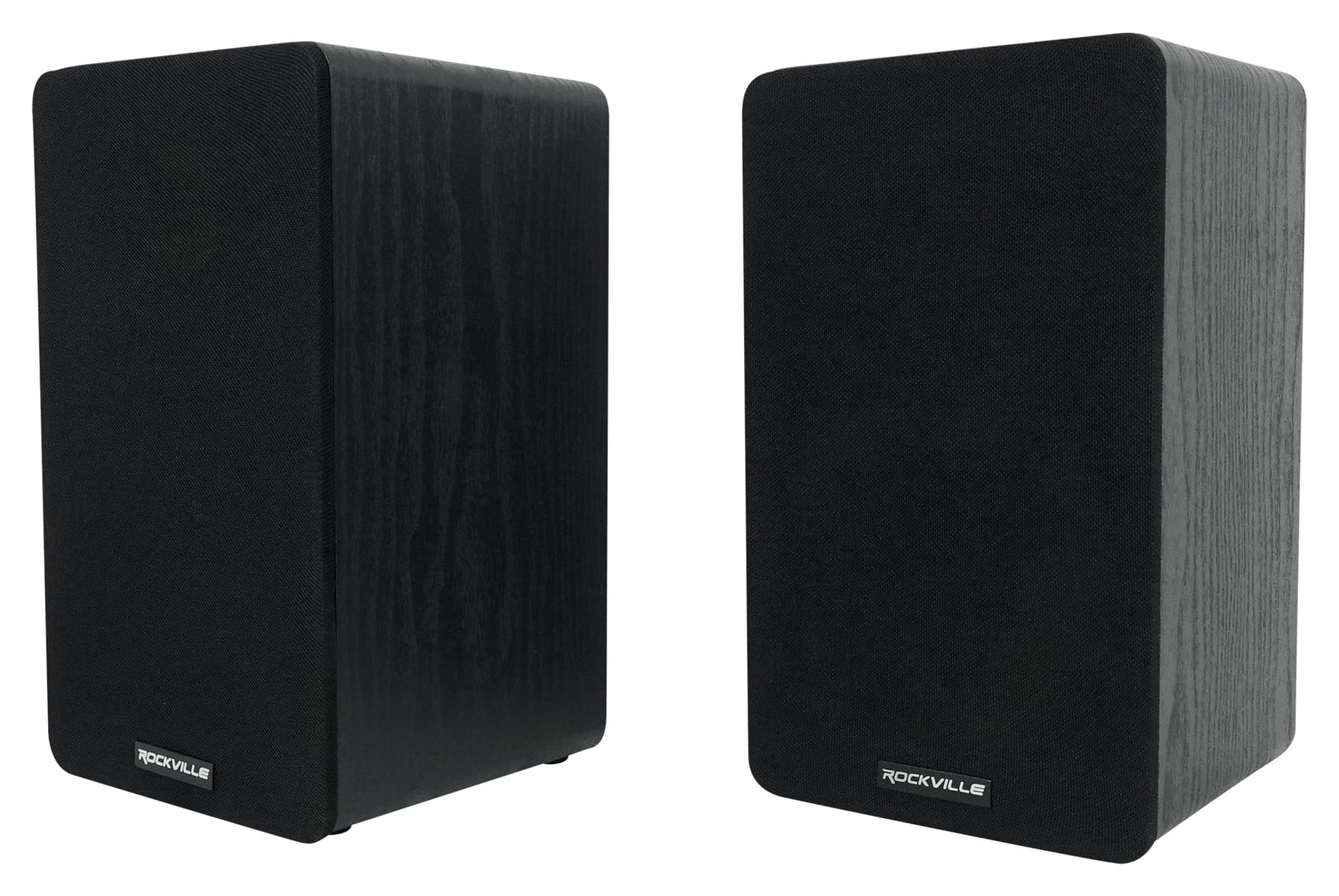 Pair Rockville RockShelf 54B Black 5.25" Home Bookshelf Speakers w/21" Stands