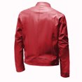 thumbnail image 4 of hopeusince Men's Brown Genuine Leather Slim Fit Biker Style Jacket with Zip Pockets Red L, 4 of 5