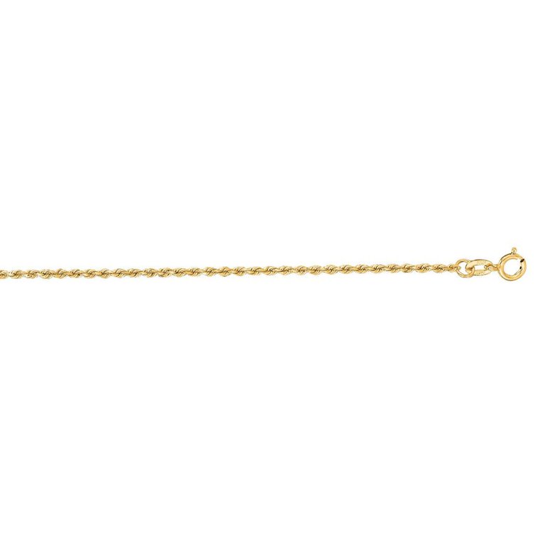 14k Yellow Gold 1.25mm Shiny Solid Sparkle-Cut Rope Chain With