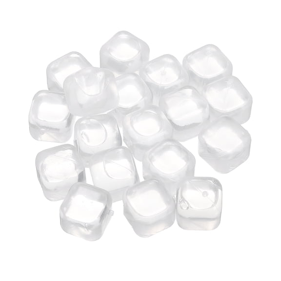 Uxcell 24 Pack Reusable Ice Cubes for Drinks, Plastic Ice Cubes for Juice Coffee Whiskey Cocktail Wine Beverages Summer Party BBQ, White Glossy Cube