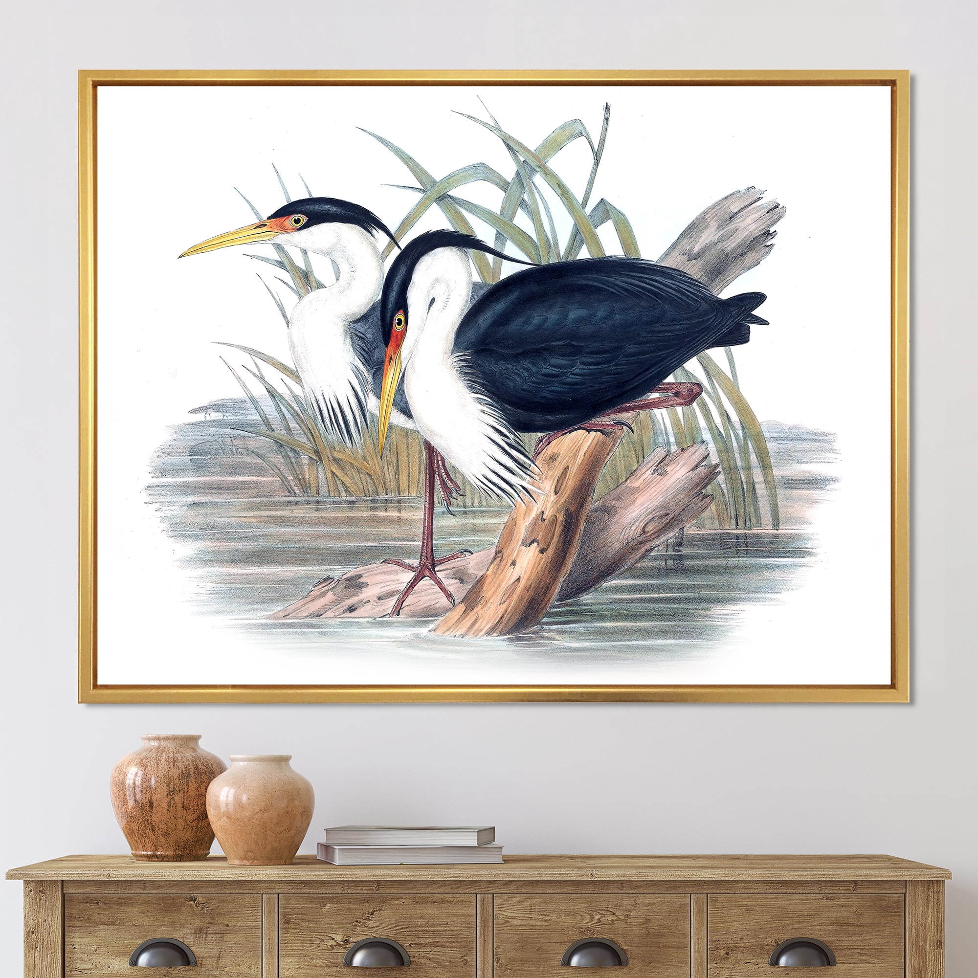Designart 'Ancient Bird Life II' Traditional Framed Canvas Wall Art Print