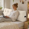 thumbnail image 2 of Triangular Headboard Pillow for Twin Dorm Bed, Wedge Backrest Bolster Cushion 31.5x19.6x7.8 Inch with Side Pockets, Long Back Support Pillow for Sitting in Bed Reading College Dorm, 2 of 6