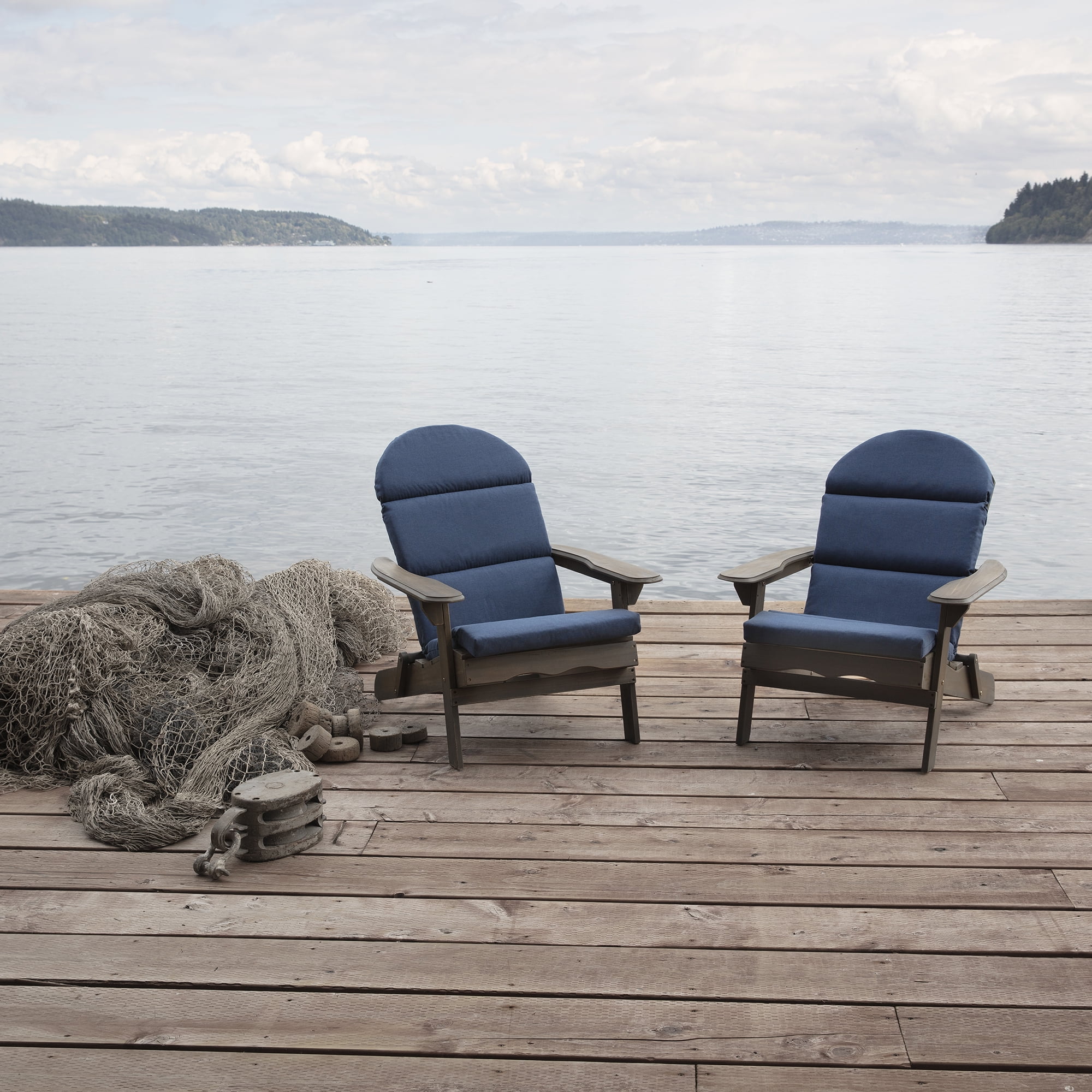 ARDEN Oceantex Outdoor Rocking Chair or Adirondack Cushion, 21.5 x 19, Water Repellent, Fade Resistant 19 x 21.5, Ocean Blue