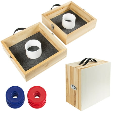 Target Toss Game - Best Choice Products 10-Piece Wood Washer Ring Toss Game Set for Indoor, Outdoor w/ 2 Targets, 8 Steel Washers, Convertible Carrying Case - Mutli