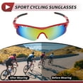 thumbnail image 3 of Gafas de conducción de motocicleta Unique Bargains 1 juego PC Tri-acetel Celulosa gafas de sol para deportes al aire libre motocross bicicleta de tierra lente rojo tono plateado marco rojo negro, 3 of 7
