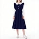 thumbnail image 4 of Vestido infantil de manga larga con solapa de color liso, tallas medianas y grandes, informal y cómodo, de poliéster., 4 of 7