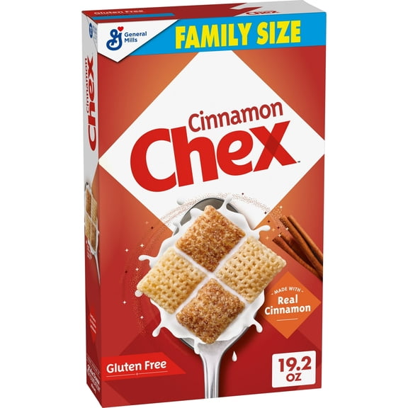 Cinnamon Chex Cereal, Gluten Free Breakfast Cereal, Family Size, 19.2 oz(pack of 4)