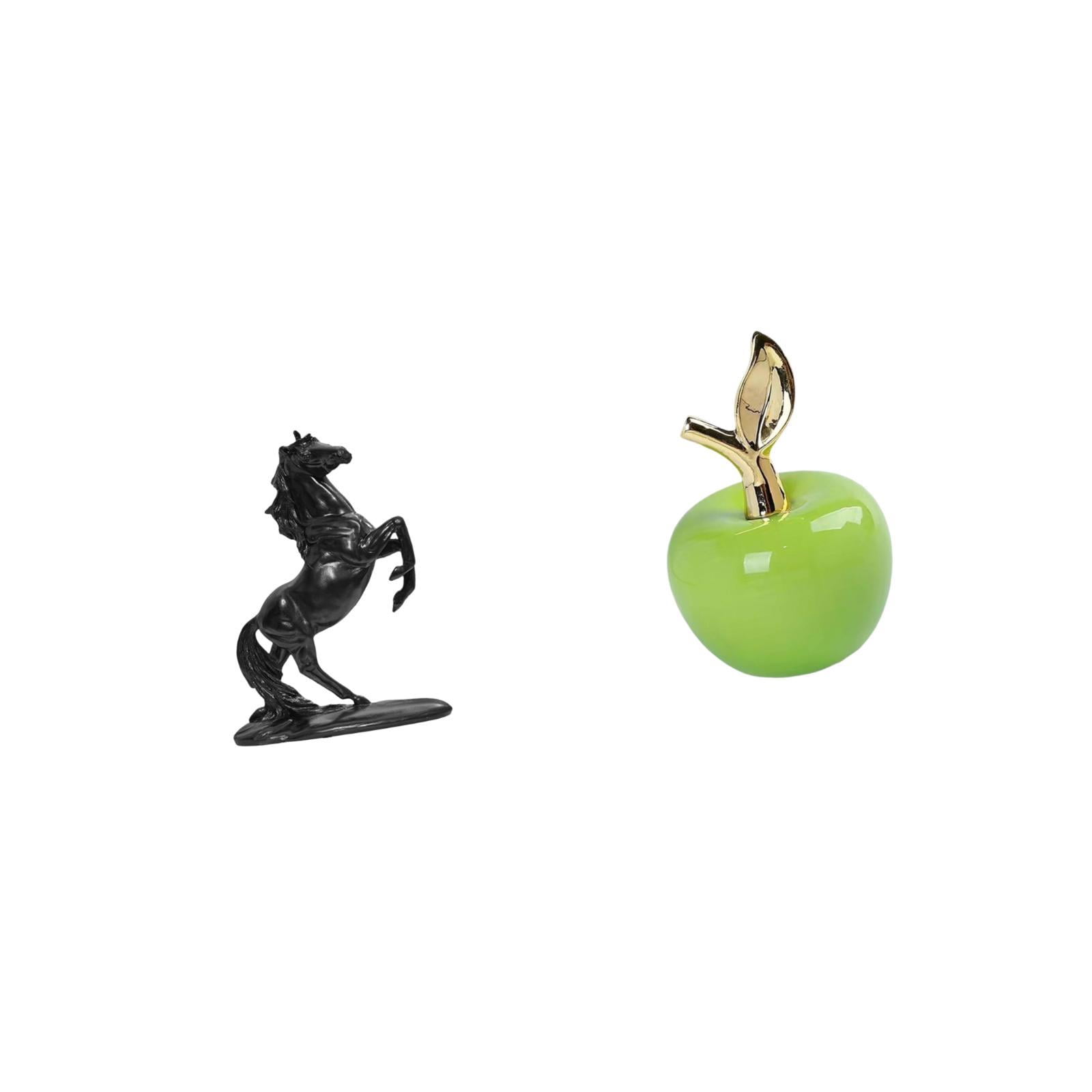Dualoai Equestrian Fruit Sculpture Ceramic Horse Figurine Ornament for Bedroom Landscape Cafe Study Room Holiday Home Decoration