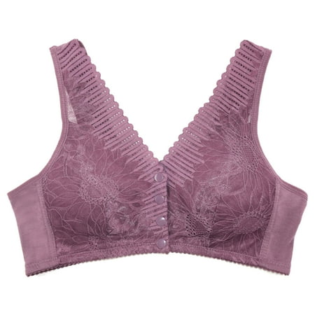 

NECHOLOGY No Steel Ring Bra Full Coverage Front Buckle Underwear Sweat Absorbent No Steel Ring Bra Womens Sports Bra Pack Underwear PurpleGrey 44/100
