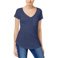 thumbnail image 1 of maison Jules Camiseta básica con bolsillo para mujer, azul, pequeña, 1 of 1