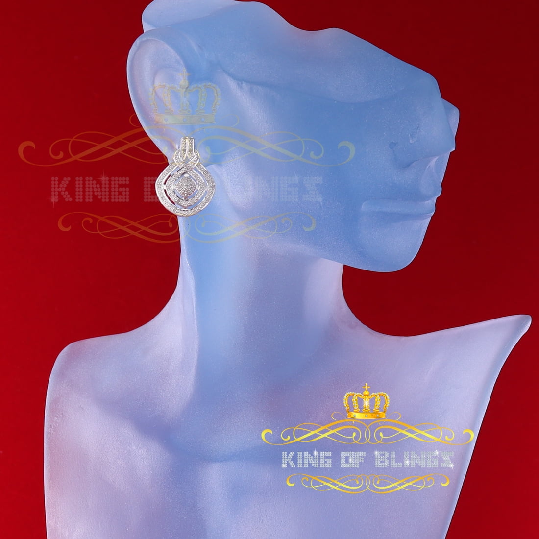 King of Bling's 925 Sterling Silver Hip Hop 0.33ct Diamond Small For Women's White Stud Earrings