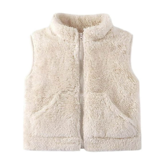 Posijego Baby Boys Girls Fleece Vest Jacket with Pockets Kids Toddler Sleeveless Warm Plush Outerwear Vests