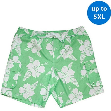 Op Big Men's Floral Cargo Elastic Waist Swim Short
