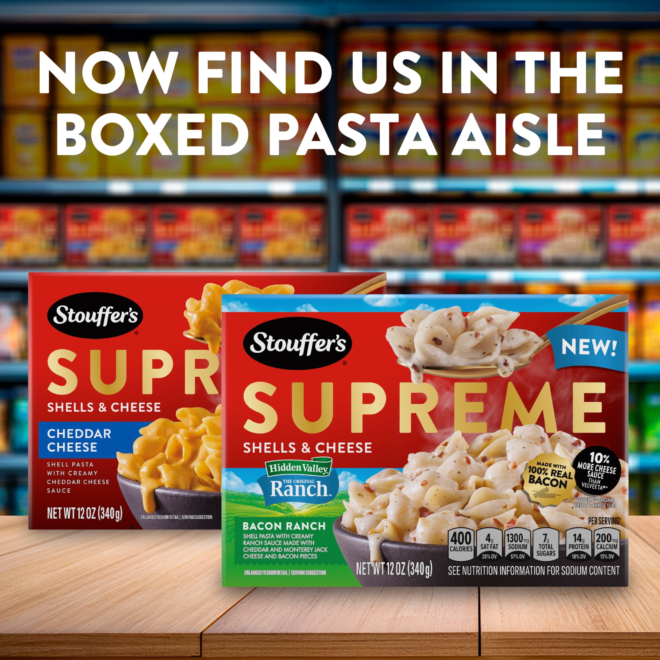 (4 pack) Stouffer's Supreme Hidden Valley, Bacon Ranch Shells and Cheese, Stovetop Mac and Cheese (Box) 12 oz