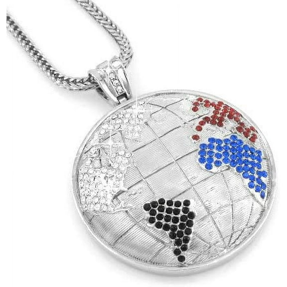 Hip Hop Bling Rodiun palted Silver Tone World Is Mine Pendant