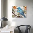thumbnail image 3 of Nawypu  Blue Flower Bird Canvas Wall Art Abstract Birds on Tree Branch Animal Grey Artwork for Bedroom Bathroom Home Decor Stretched and Framed Ready to Hang, 3 of 4