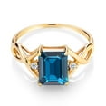 thumbnail image 2 of Gem Stone King 2.75 Ct London Blue Topaz White Topaz 18K Yellow Gold Plated Silver Ring (Size 5), 2 of 5