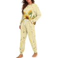 thumbnail image 2 of SCRAWLGOD Music Sunflower Pj for Women Fall Pjs for Women Set of 2 Pajamas for Women Crewneck Ladies Jogger Pjs Set Size S Soft Graphic Pajama Set, 2 of 7