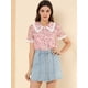 thumbnail image 2 of INSPIRE CHIC Blusa de manga corta floral bordada con encaje y cuello Peter Pan para mujer Rosa S, 2 of 6