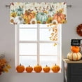 thumbnail image 6 of Fall Pumpkin Valances for Windows, 54 x 18in, Autumn Leaf Sunflowers Orange Green Vintage Letter Rod Pocket Kitchen Valance Curtain Light Filtering Window Treatments for Living Room Bedroom, 1 Panel, 6 of 7