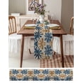 thumbnail image 6 of Navy Blue Brown Burlap Cotton Table Runner 13x60 Inches Long, Tropical Botanical Palm Leaves Vintage Farmhouse Table Runners, Outdoor Dining Tablecloths Decor for Baby Shower/Party/Wedding, 6 of 6