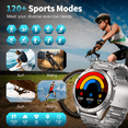 thumbnail image 2 of Smart Watch for Men(Answer/Dial Calls), 1.43'' AMOLED/100 Sports Modes, 5ATM Waterproof Fitness Watch with Fitness Tracking Fits for Android and iOS Smartwatch Silver Steel, 2 of 9