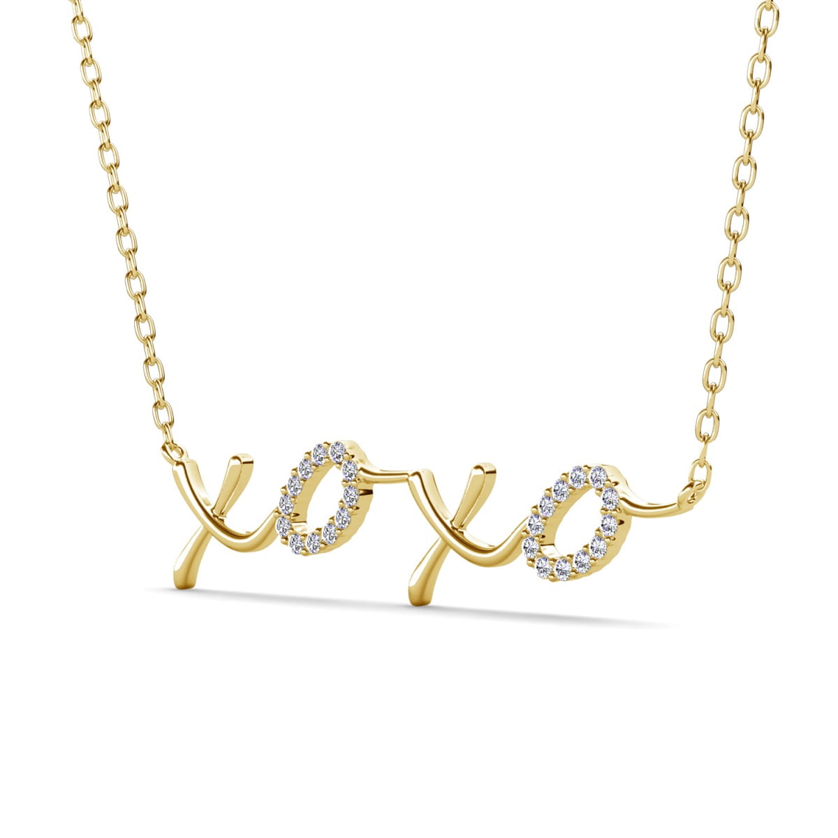 Cate & Chloe Jocelyn 18k Yellow Gold Plated XOXO Pendant Necklace with Swarovski Crystals