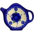 thumbnail image 2 of Polish Pottery 4¼-inch Tea Bag or Lemon Plate (Bleu-belle Fleur Theme) Hand Painted in Boleslawiec, Poland + Certificate of Authenticity, 2 of 6