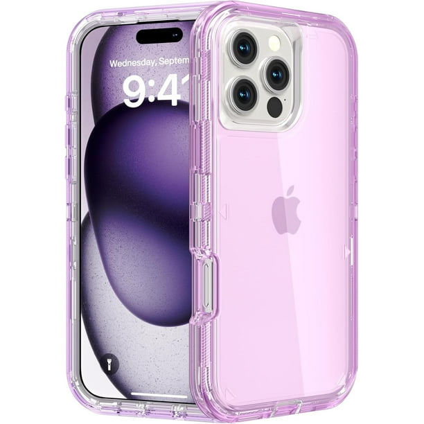 Funda protectora resistente a golpes y caídas, transparente de triple capa, compatible con iPhone 16 Pro.