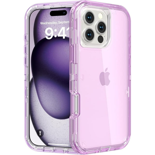 Funda protectora resistente a golpes y caídas, transparente de triple capa, compatible con iPhone 16 Pro.