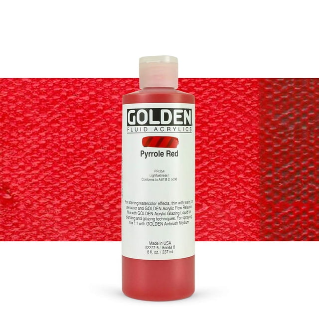 Golden Fluid Acrylic, 8 Ounce Bottle, Pyrrole Red (2277-5)