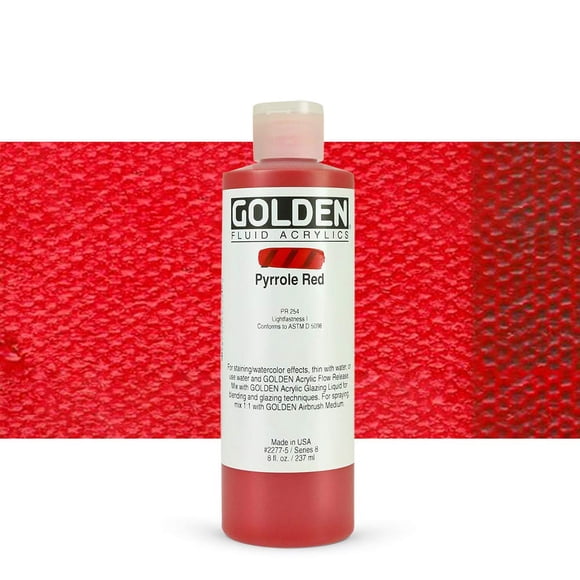 Golden Fluid Acrylic, 8 Ounce Bottle, Pyrrole Red (2277-5)